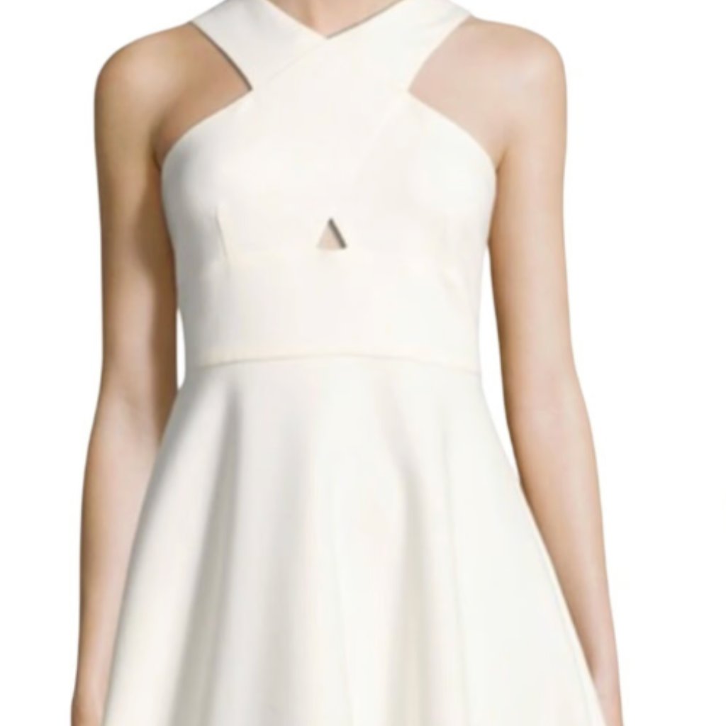 Likely Cream Front Cut Out Mini Kensington Dress Size 0